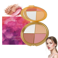 Denir Bonee front view of open palette showing four shades and compact mirror, easy travel