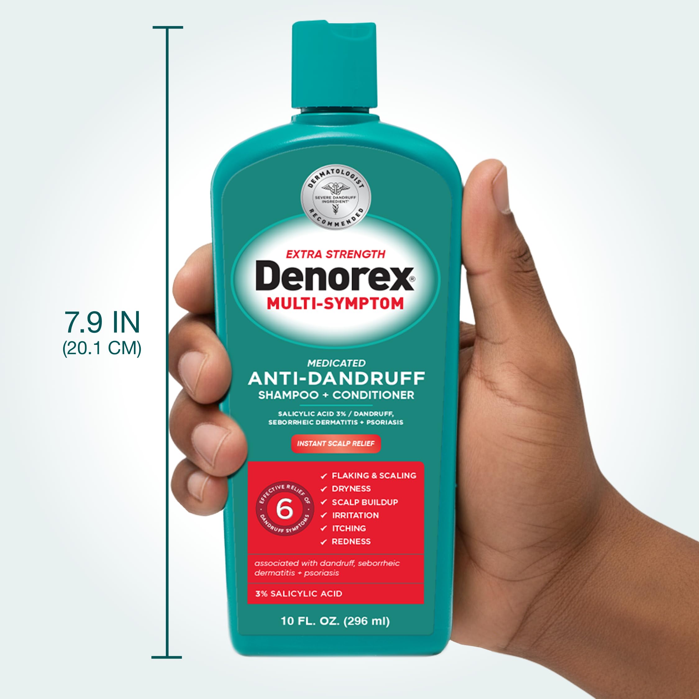 Denorex lather on palms demonstrating conditioning and hydration