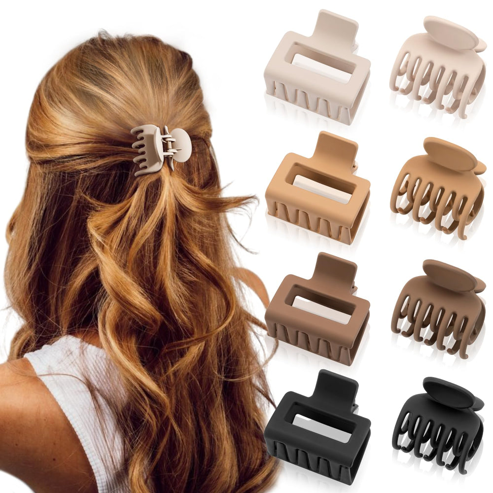 DEPOKA front view of beige and black clips showing neutral palette and slim profile