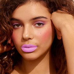 Close-up of lips wearing Depuplum BabyPink demonstrating smooth matte, non-transfer finish