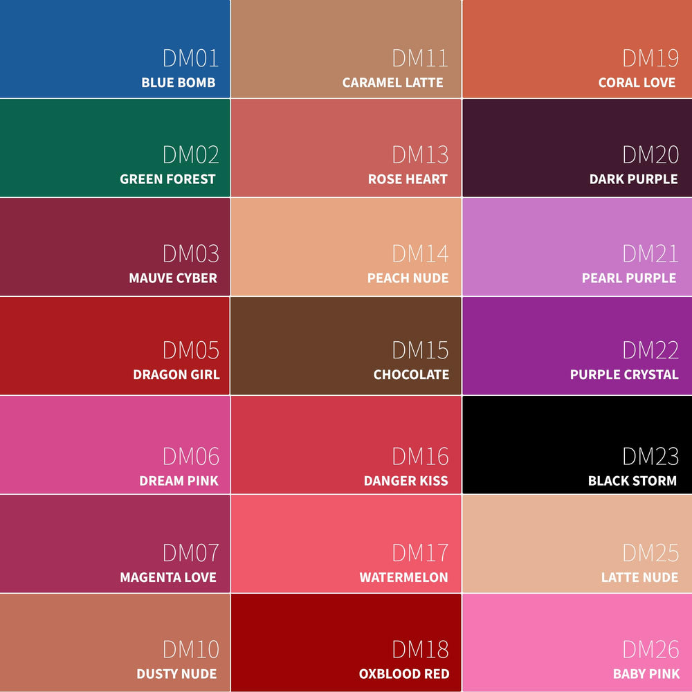 Depuplum BabyPink displayed with other shades illustrating color range and mixability
