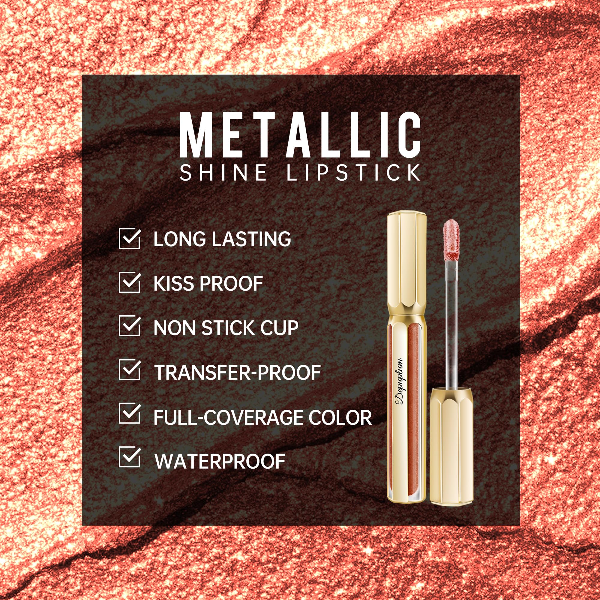 Depuplum close-up of metallic finish showing reflective bronze texture