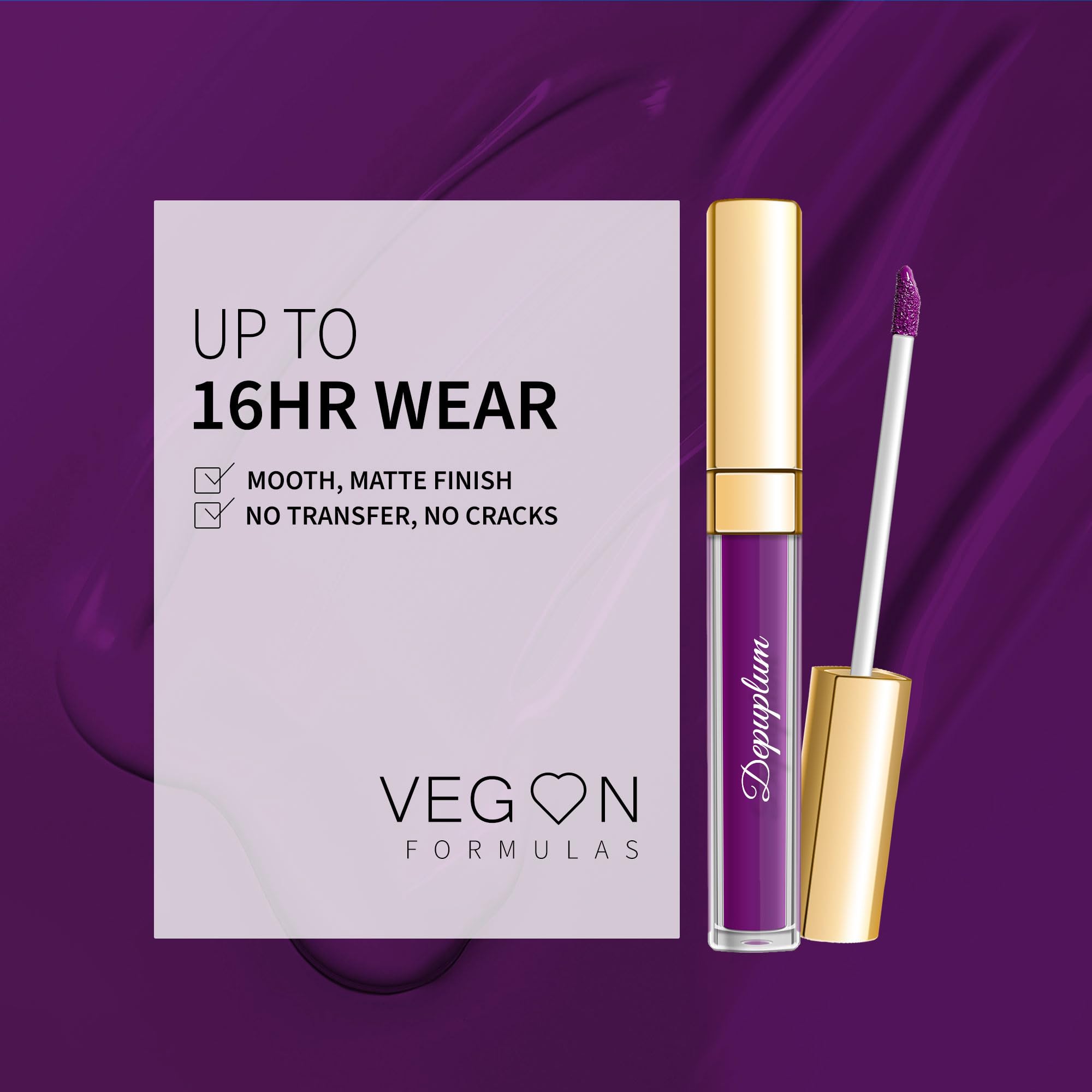 Depuplum DM22 liquid texture drop highlighting creamy matte finish benefits