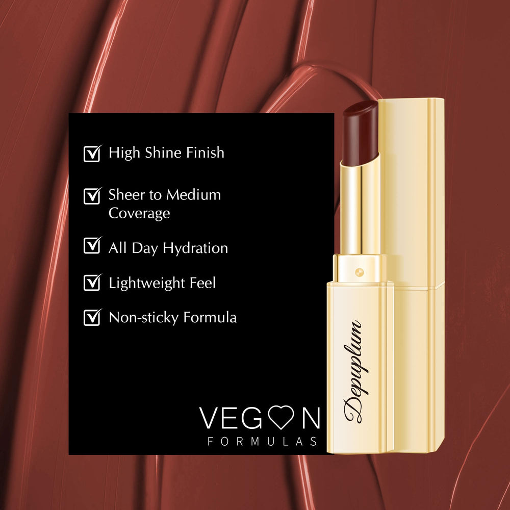 Depuplum close-up of gloss applied to lips for glossy hydrated finish