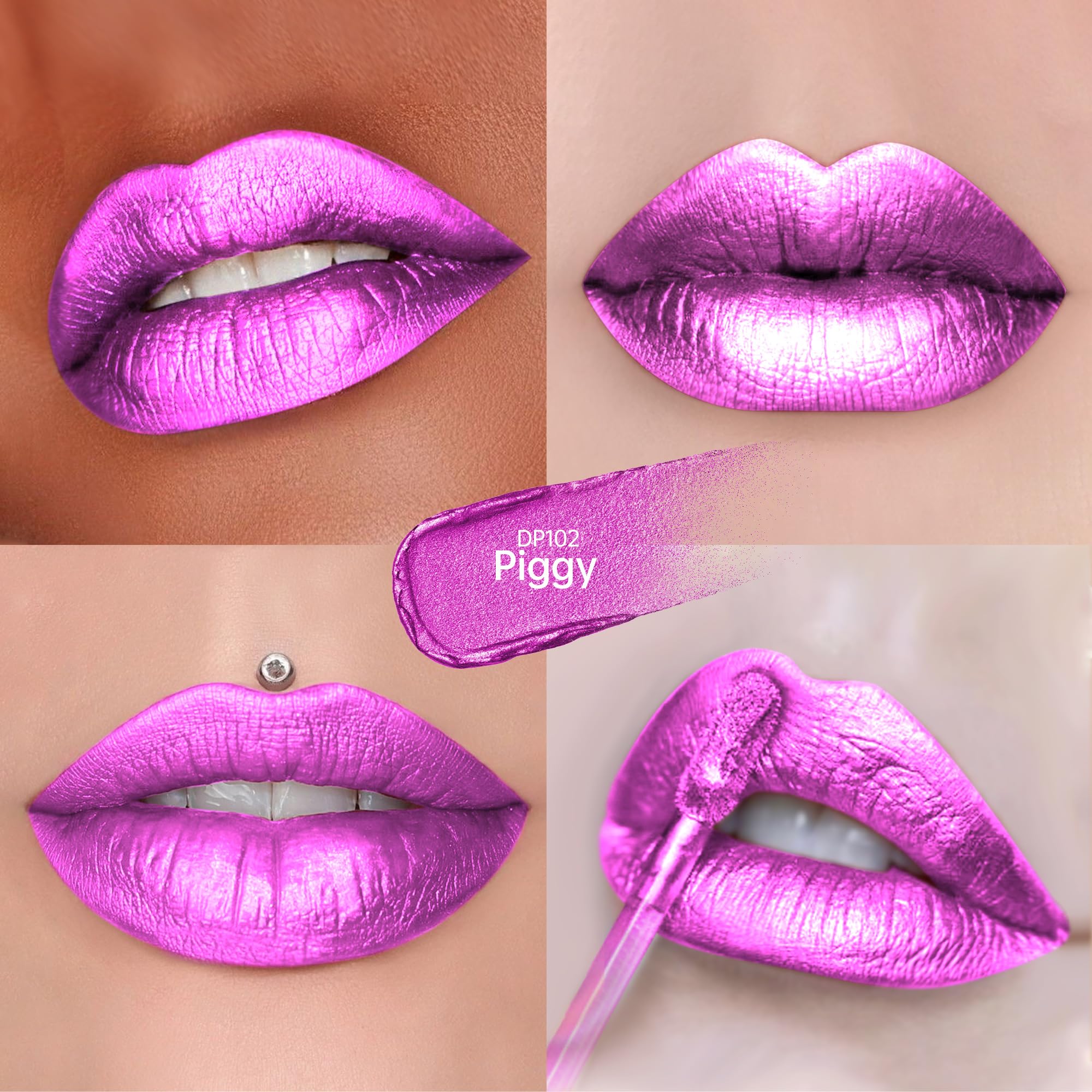 Depuplum DP102 Piggy arm swatches showing buildable shimmer and depth