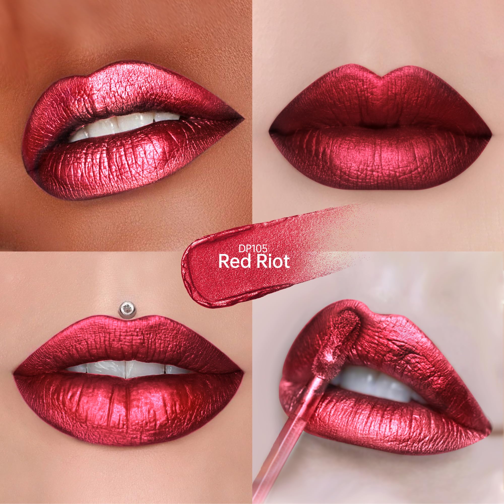 Depuplum DP105 swatch close-up showing silky metallic texture and high pigment