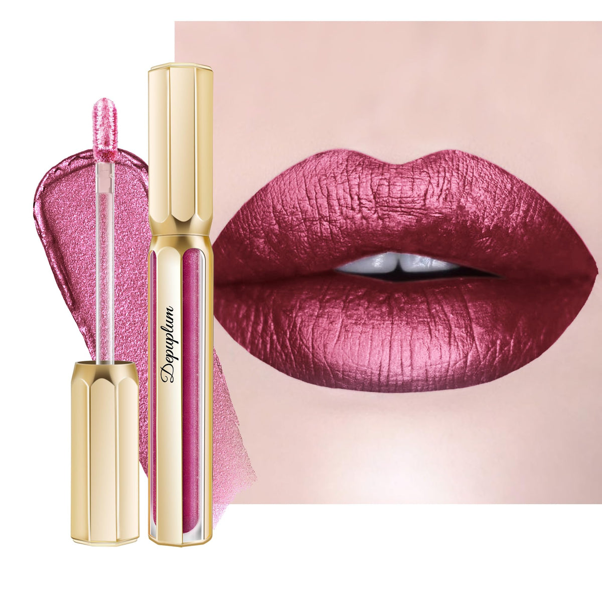 Depuplum DP107 front view showing metallic tube and burgundy shade appeal