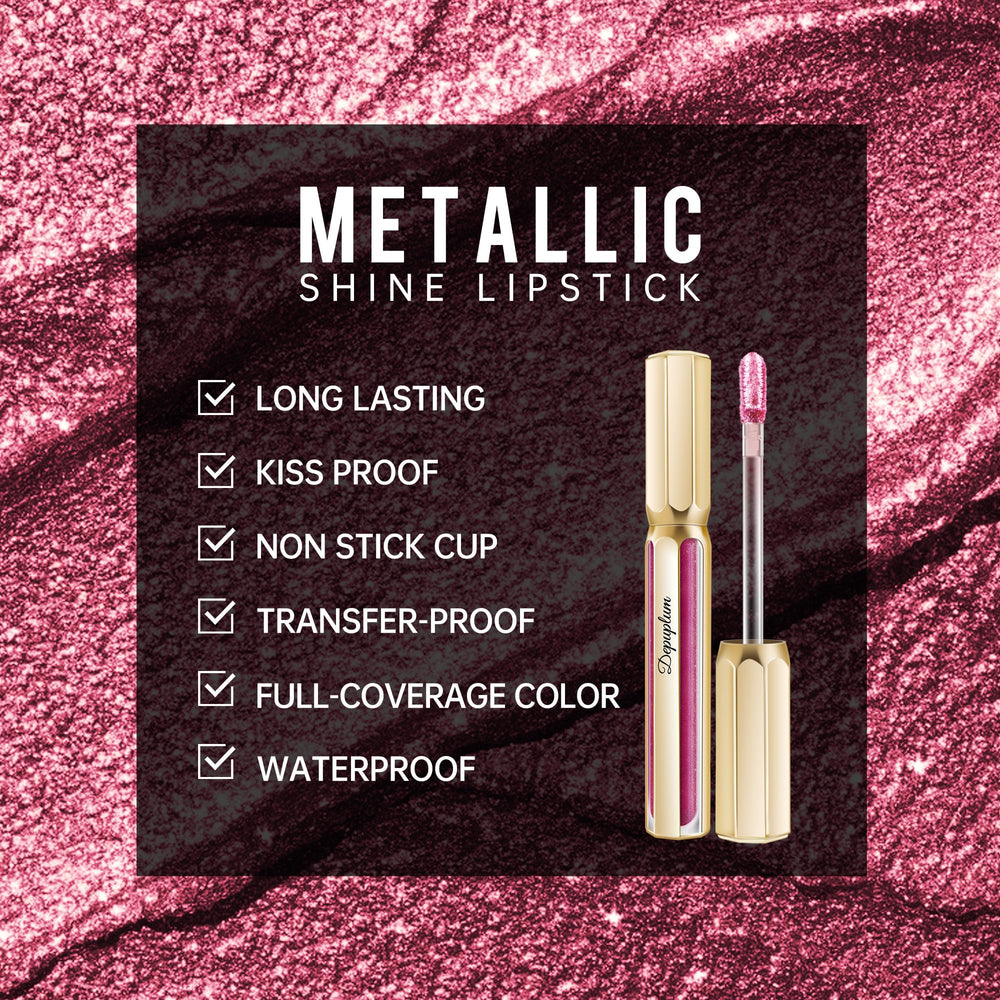 Depuplum DP107 closeup on lips highlighting deep purple shimmer and even color