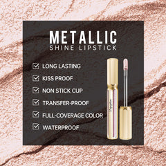 Depuplum DP110 on model lips closed pose delivering bold metallic shine