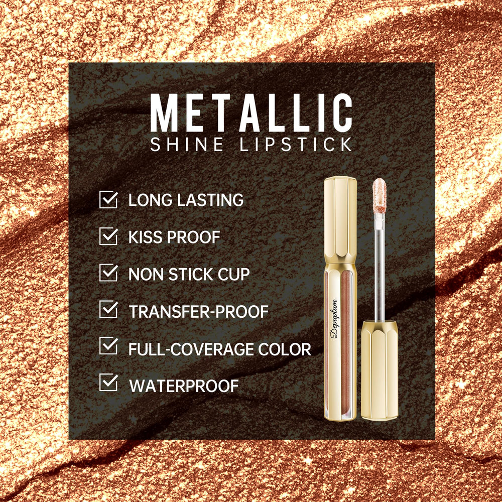 Depuplum DP111 applied on lips from side showing full metallic coverage benefit