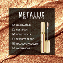 Depuplum DP111 applied on lips from side showing full metallic coverage benefit