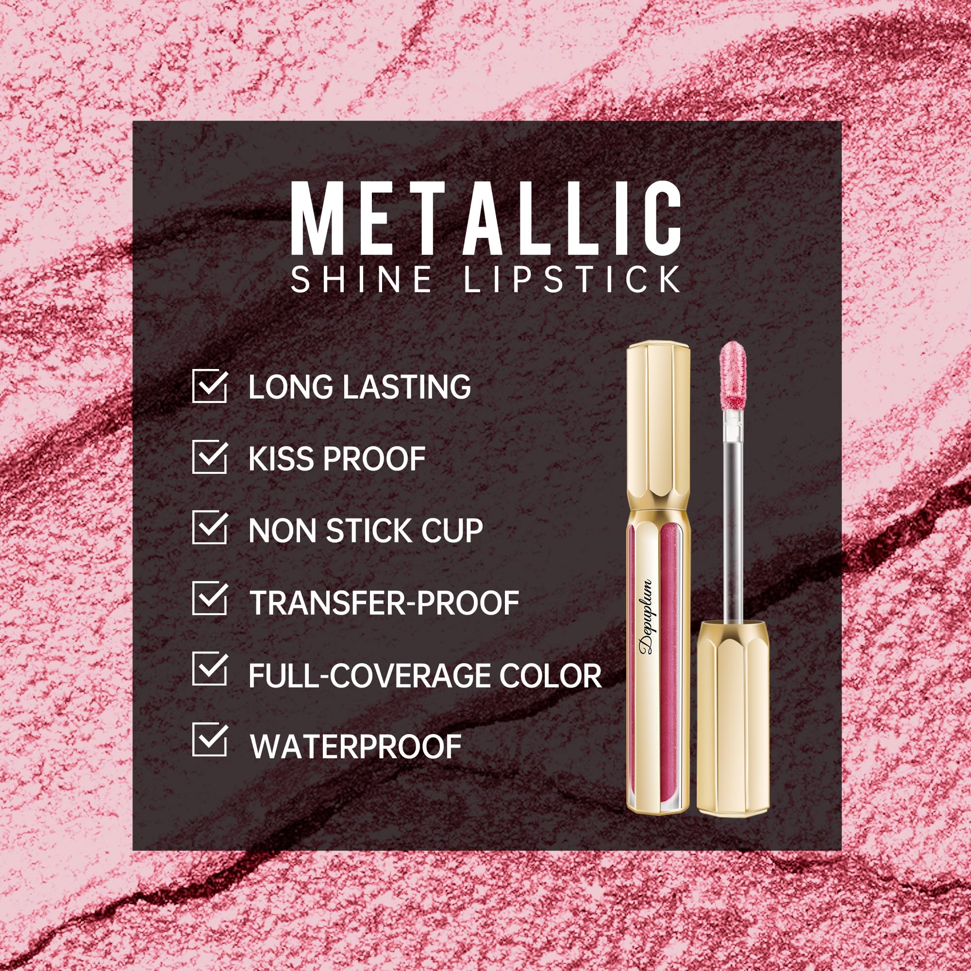 Depuplum DP114 swatch on arm showing buildable shimmer and rich color
