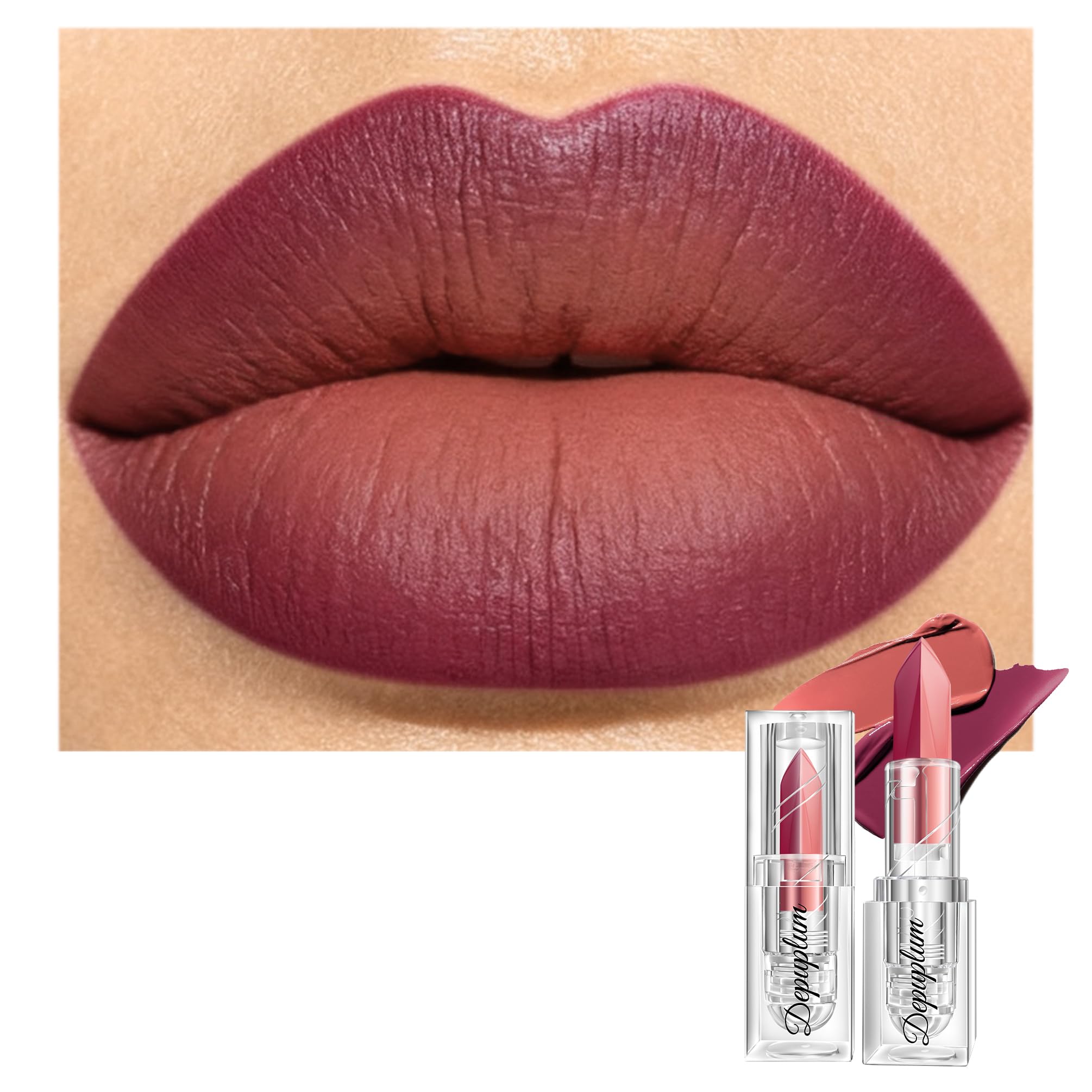 Depuplum front packaging showing dual-tone mauve and nude for versatile looks