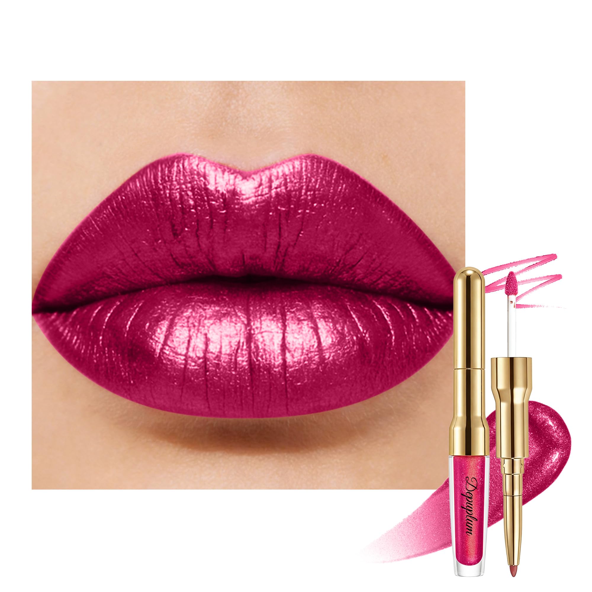 Depuplum GB15 front packaging showing plum metallic shade and dual ends for convenience