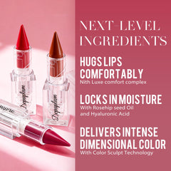 Depuplum gradient lip in use on model showing buildable ombré effect and long-wear finish