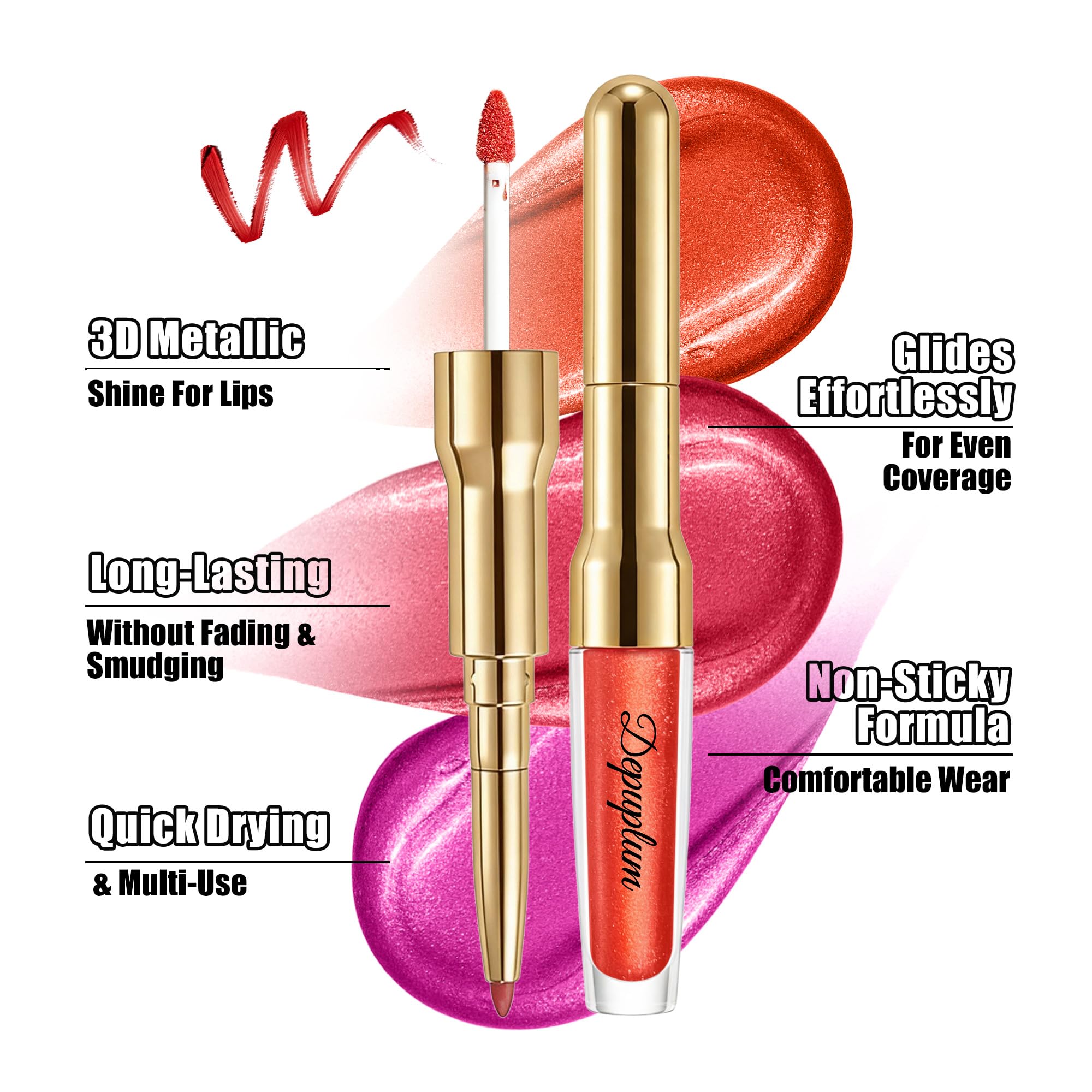 Depuplum on model lips demonstrating precise application and shine