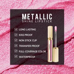 Depuplum DP108 full-coverage metallic pink on lips for bold evening look