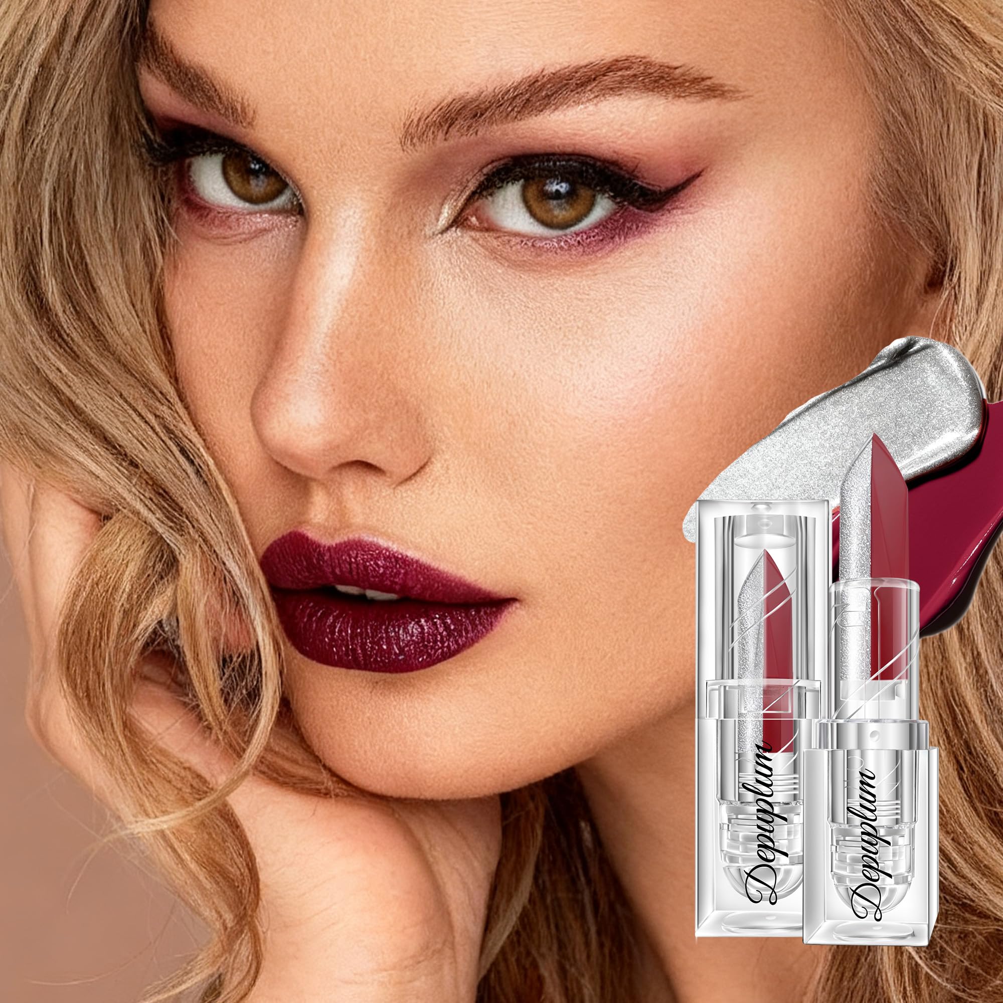 Depuplum silver glitter tip detail highlighting sparkle for dramatic shine