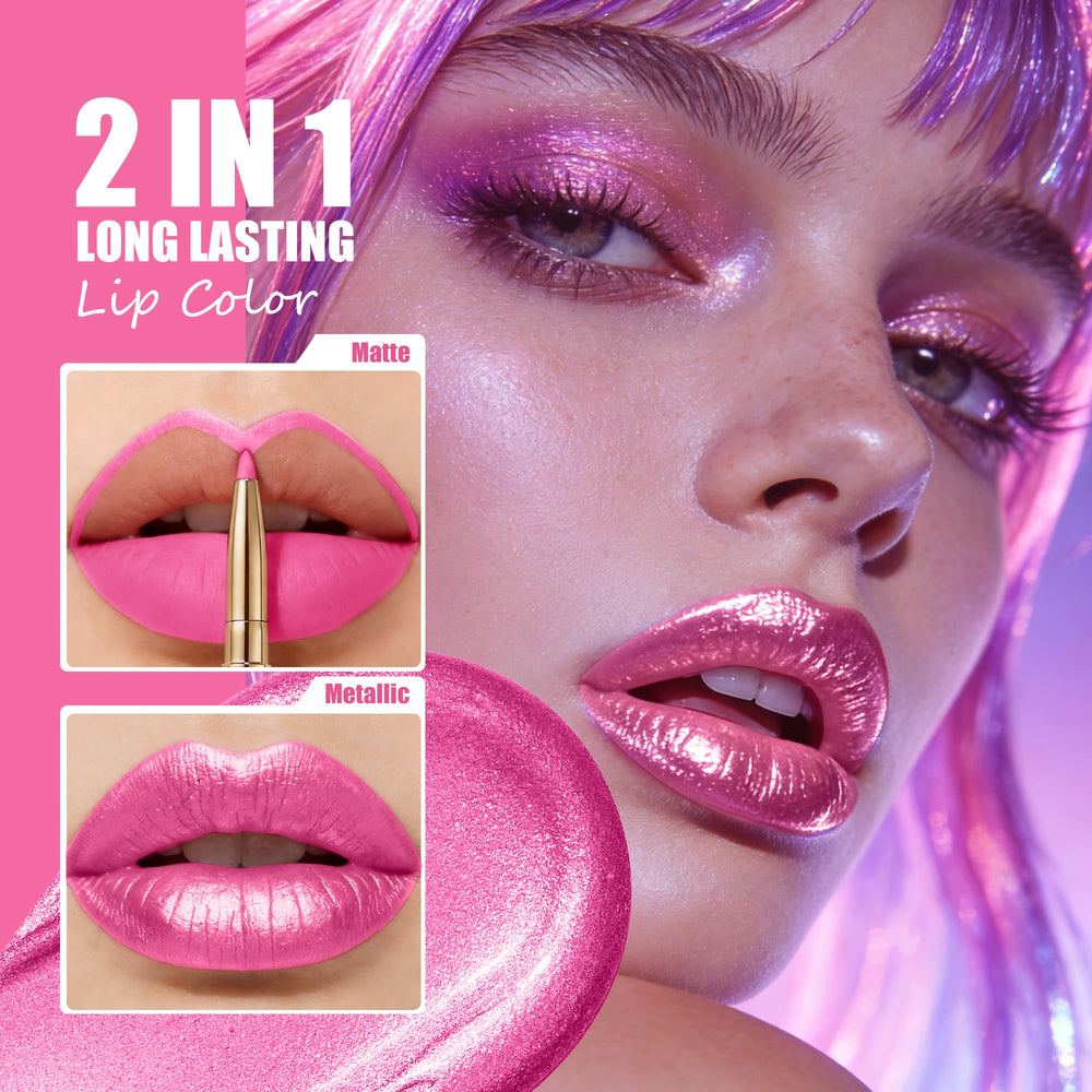 Depuplum texture shot of metallic lipstick sheen demonstrating rich pigment and glow