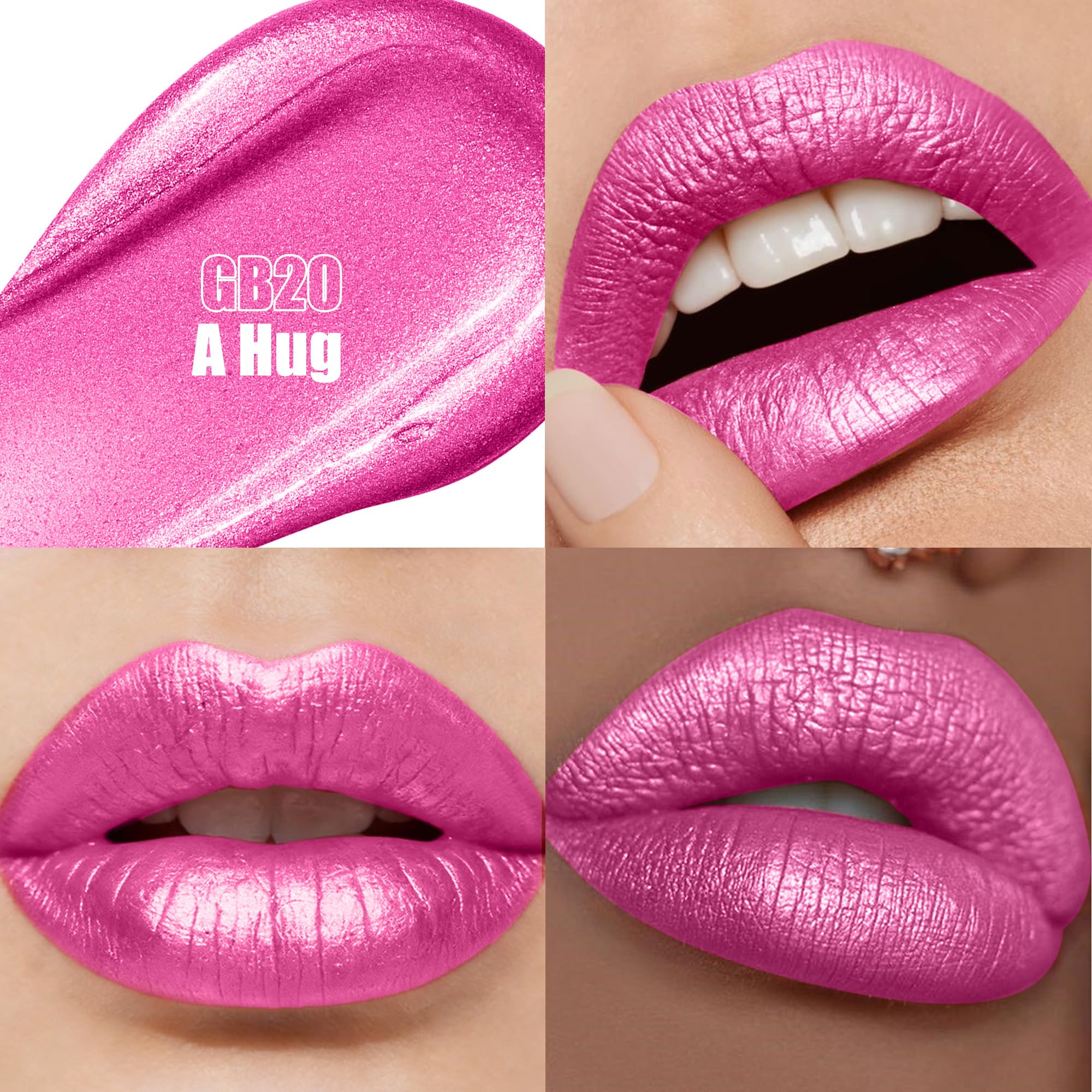 Depuplum metallic lipstick swatch showing shimmer texture and vibrant payoff benefit