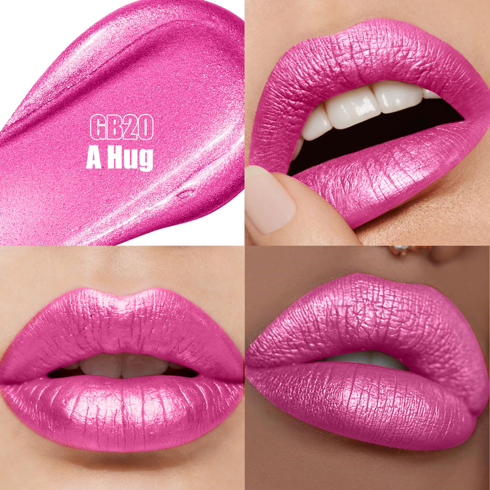 Depuplum metallic lipstick swatch showing shimmer texture and vibrant payoff benefit