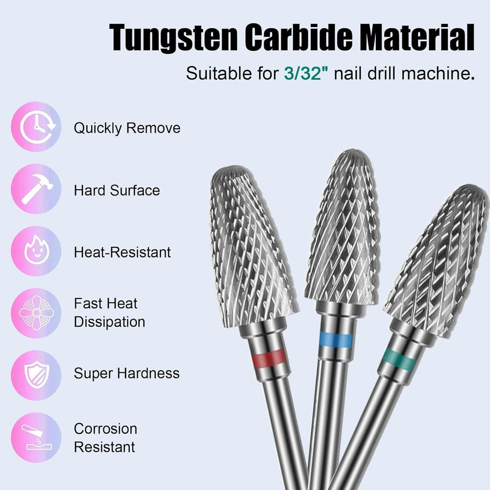 Depvko cuticle bits arranged to show variety of shapes for precise cuticle and detail work
