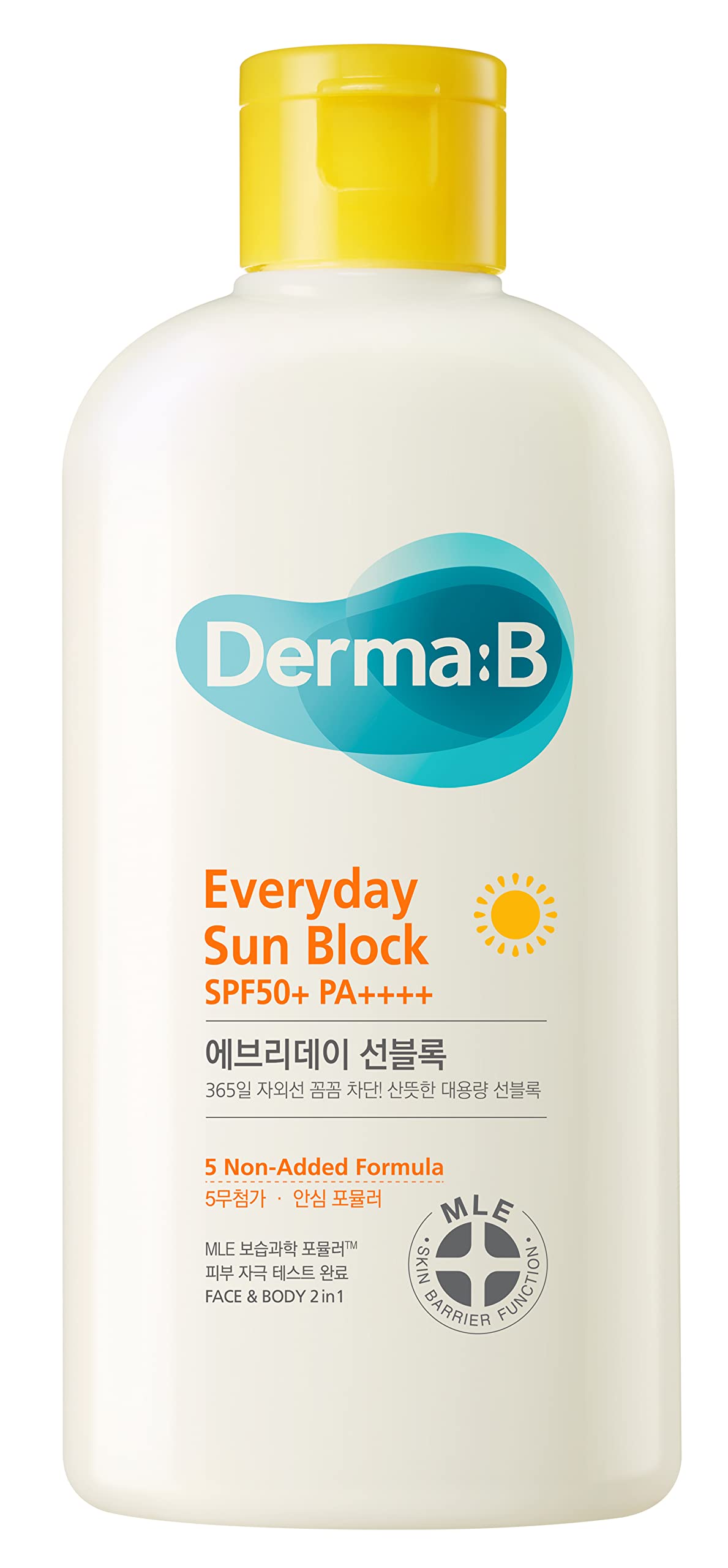 Derma B front packaging 200ml showing bottle and SPF label for clear protection