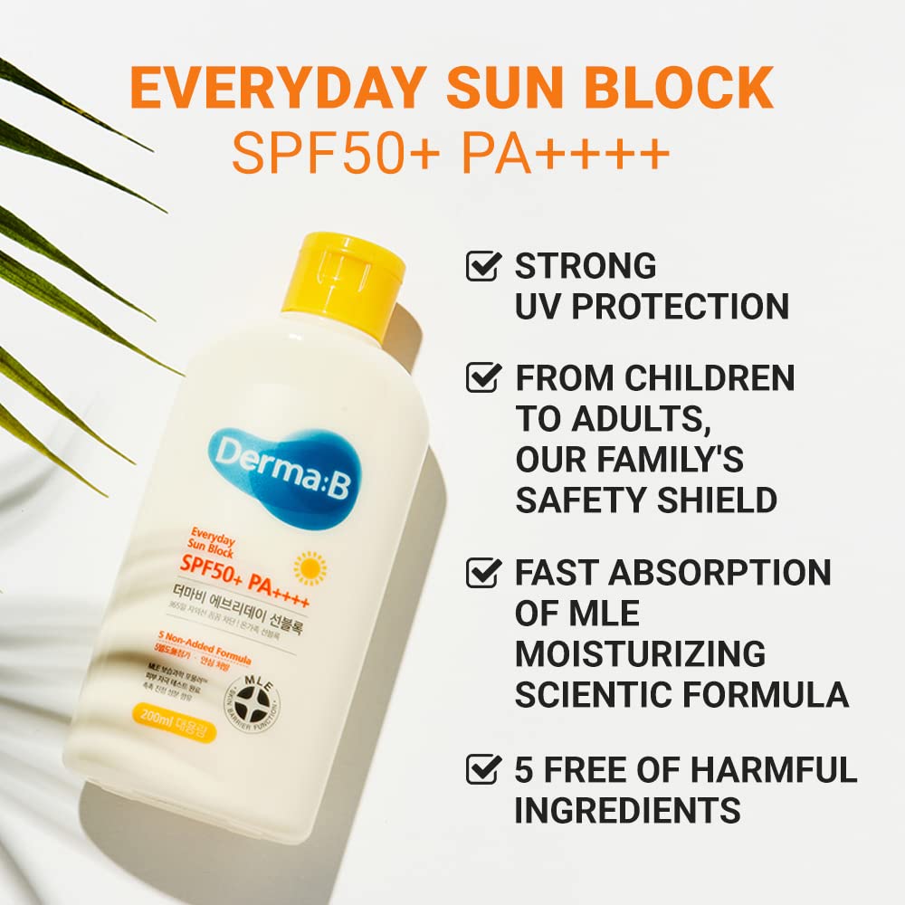Derma B pump dispensing sunscreen onto hand highlighting easy application