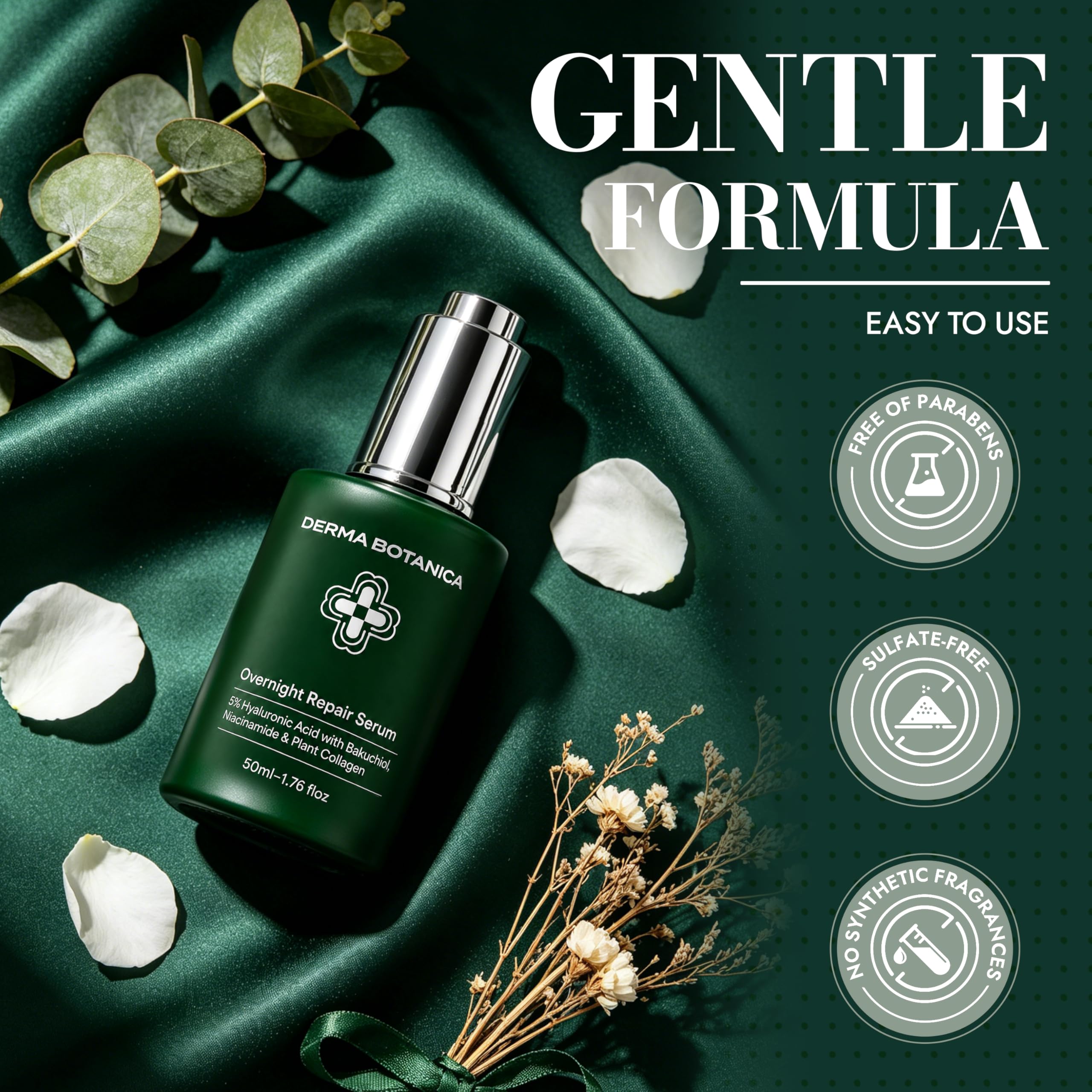 Derma Botanica ingredients label close-up showing peptide complex transparency benefit