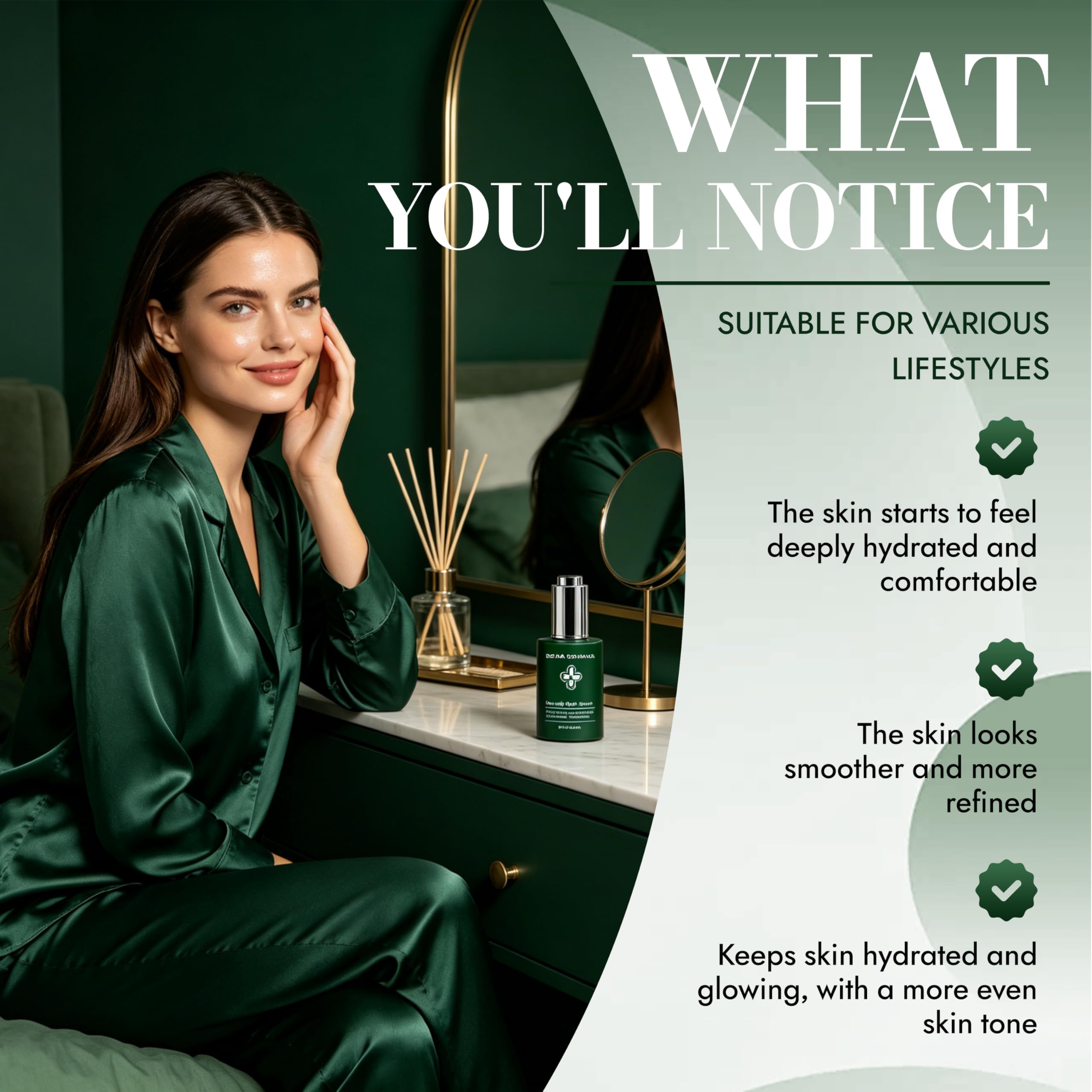 Derma Botanica night routine lifestyle scene showing calming evening skincare benefit