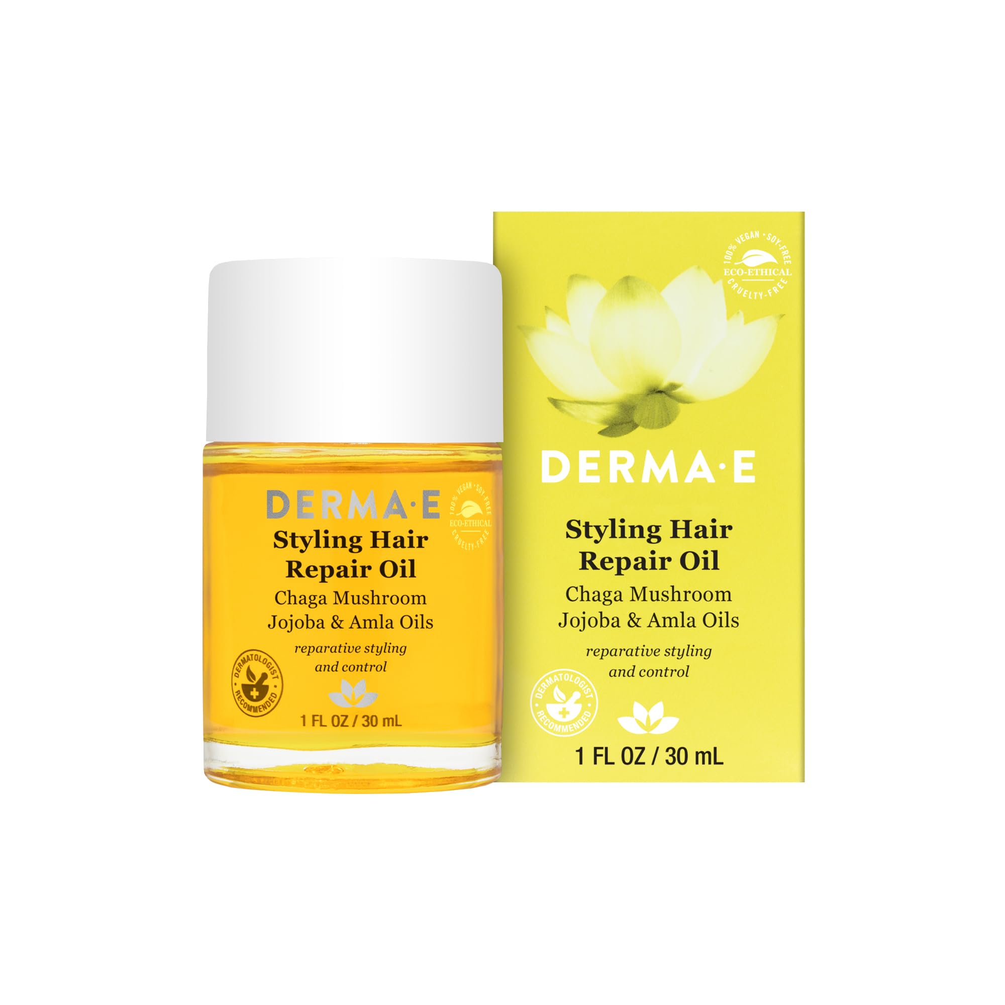Derma E bonding oil front bottle view showing clean packaging and benefits