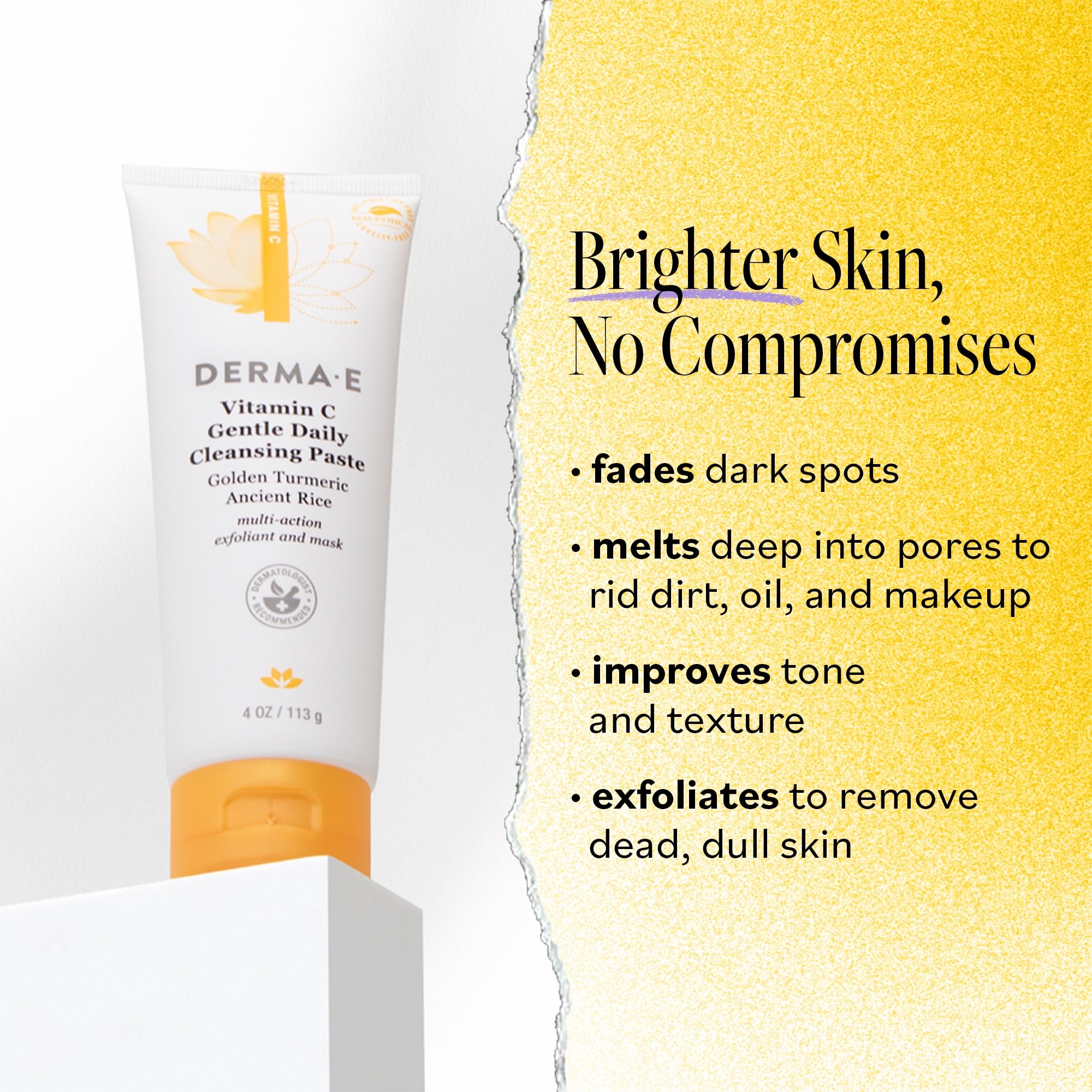 Derma E paste texture close-up highlighting gentle exfoliant particles for smooth skin