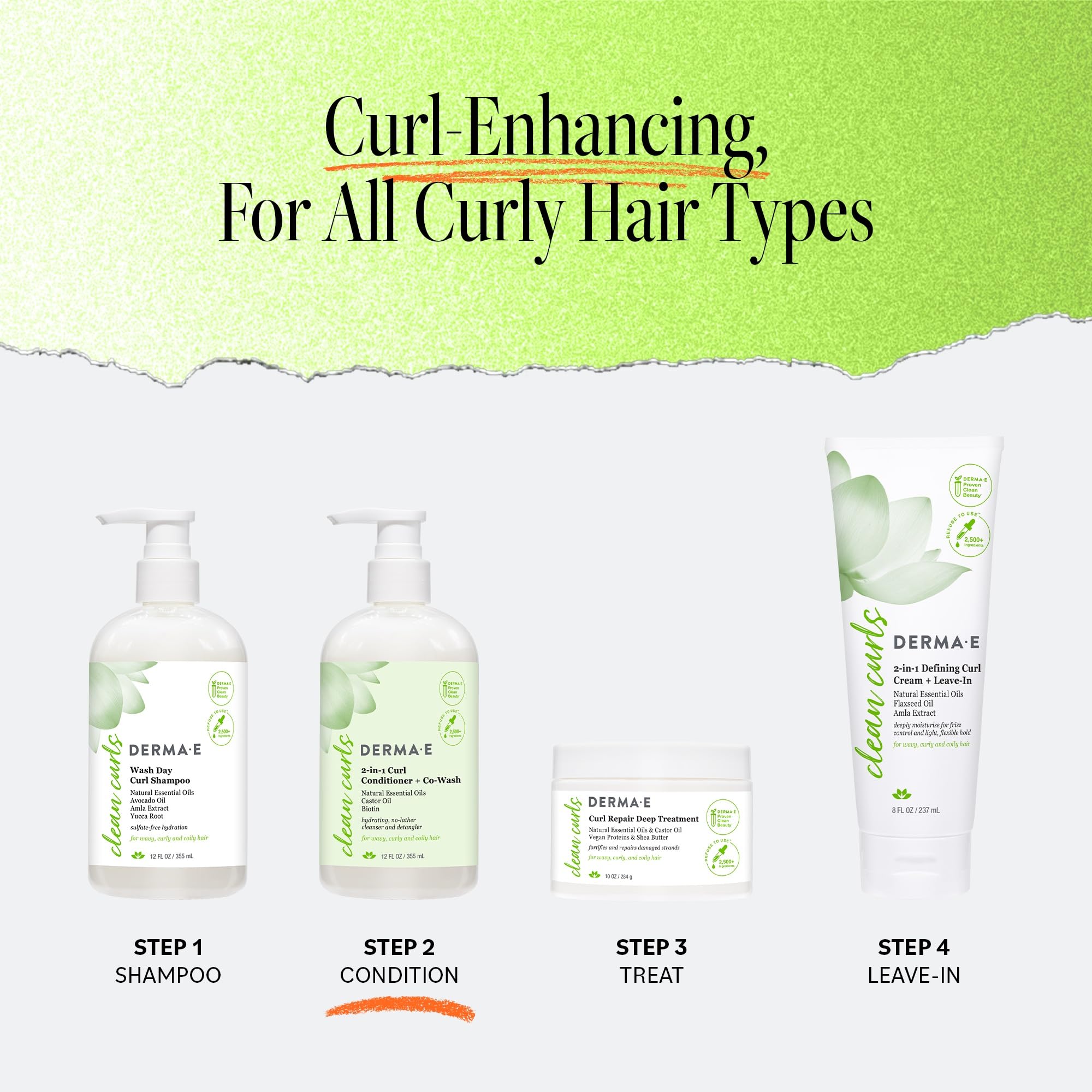 Derma E ingredient label close-up highlighting gentle, clean formulation benefit