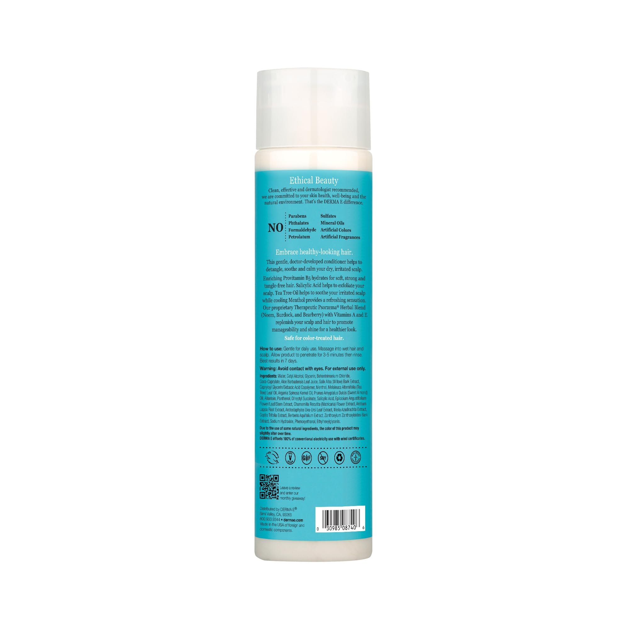 Derma E recyclable packaging and ingredient list emphasizing eco-friendly formula