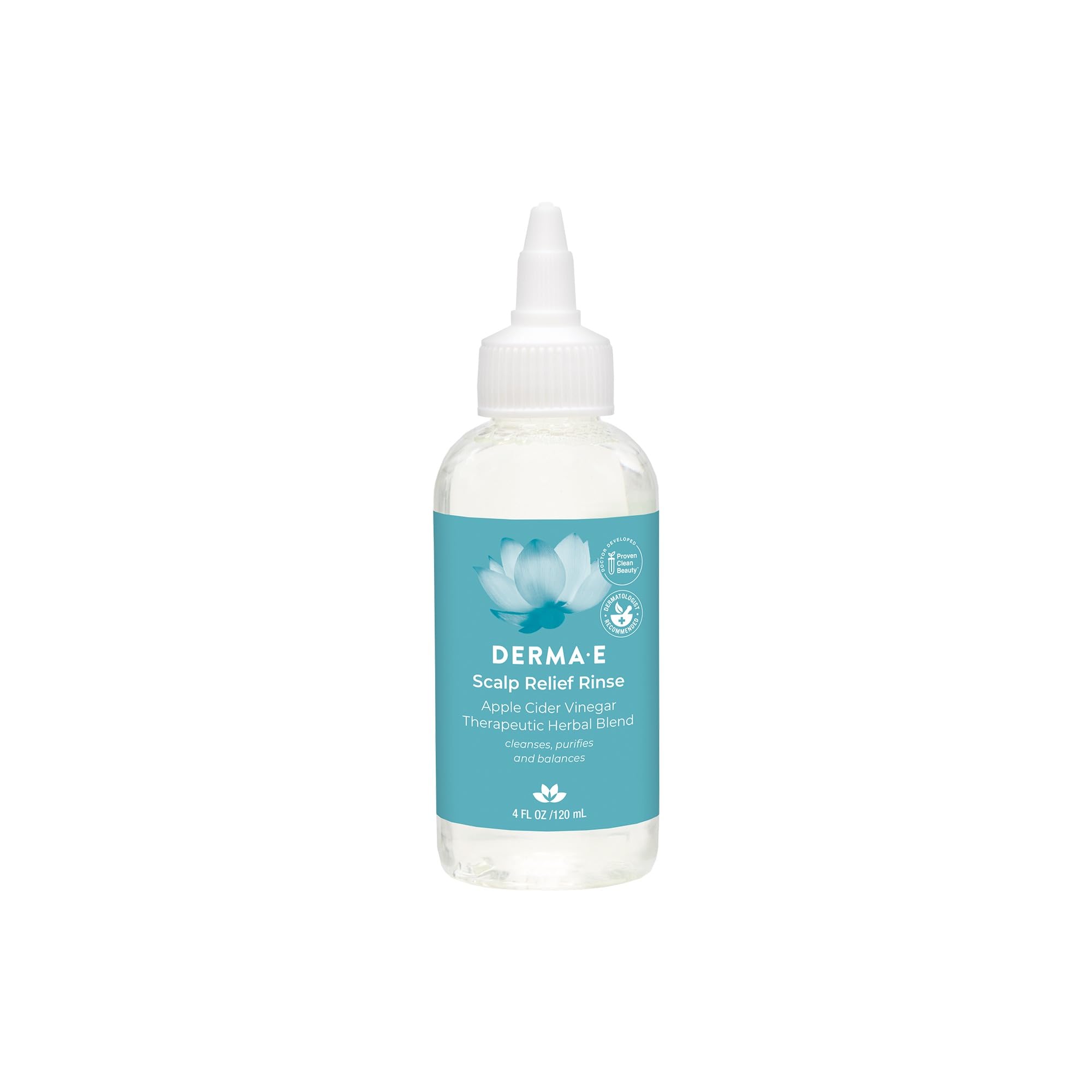 Derma E bottle front view showing clear label and calming design benefit clarity