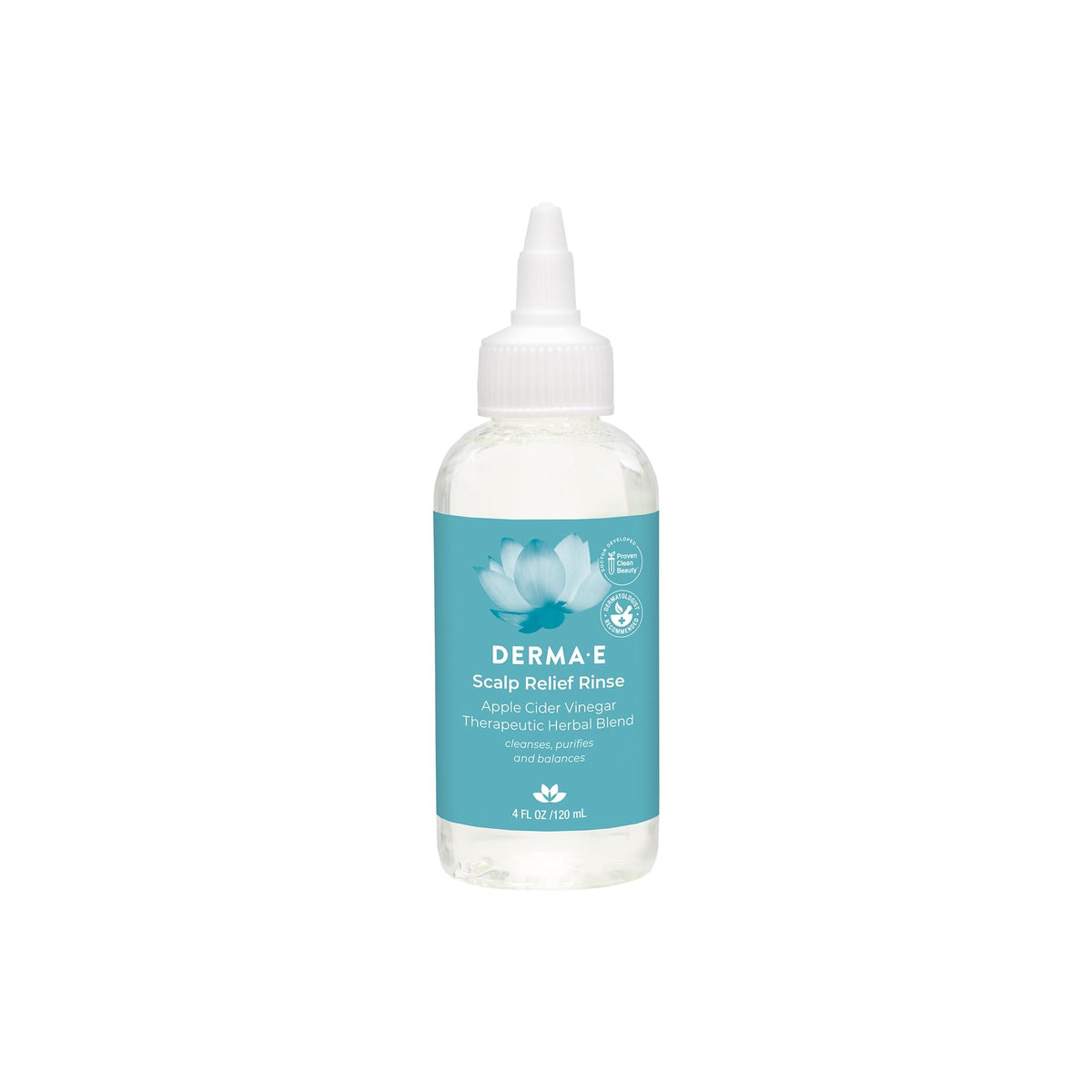 Derma E bottle front view showing clear label and calming design benefit clarity