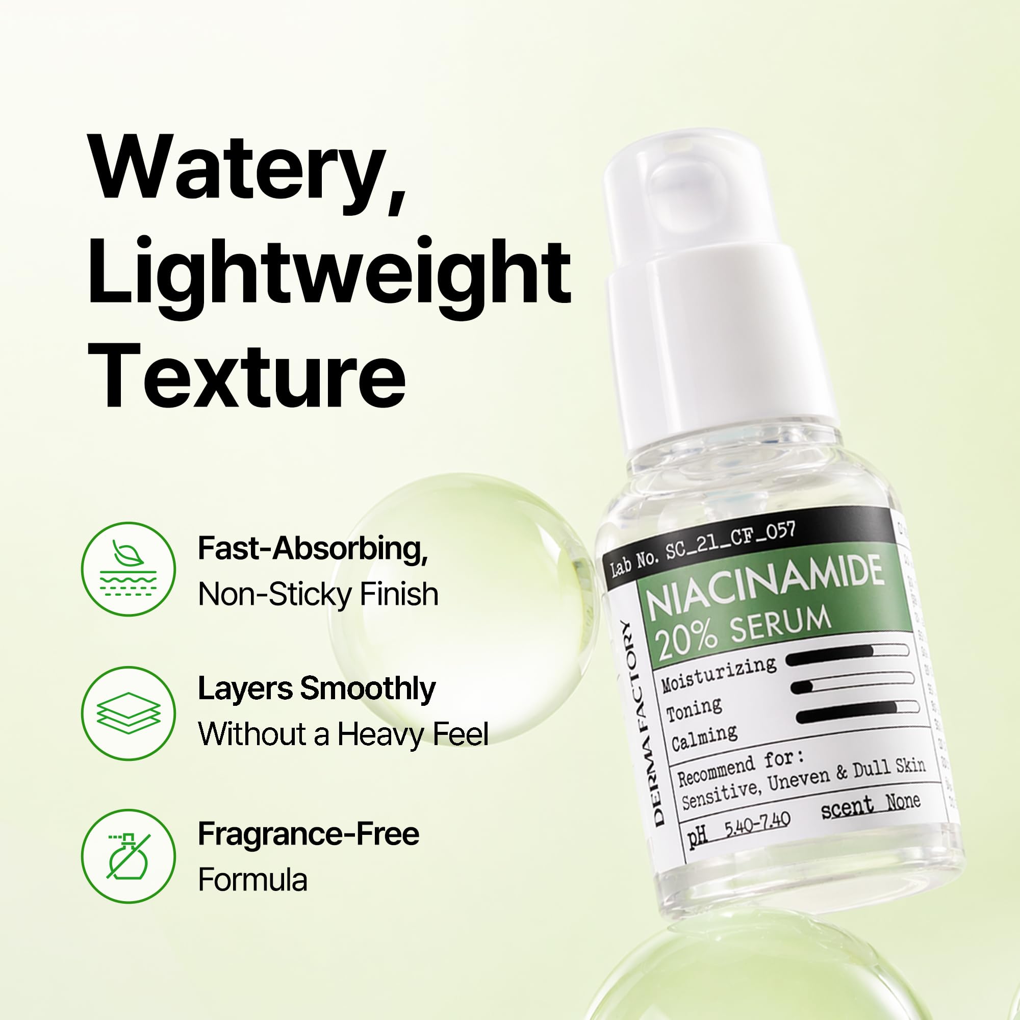 DERMA FACTORY serum being applied to face demonstrating smooth layering under moisturizer