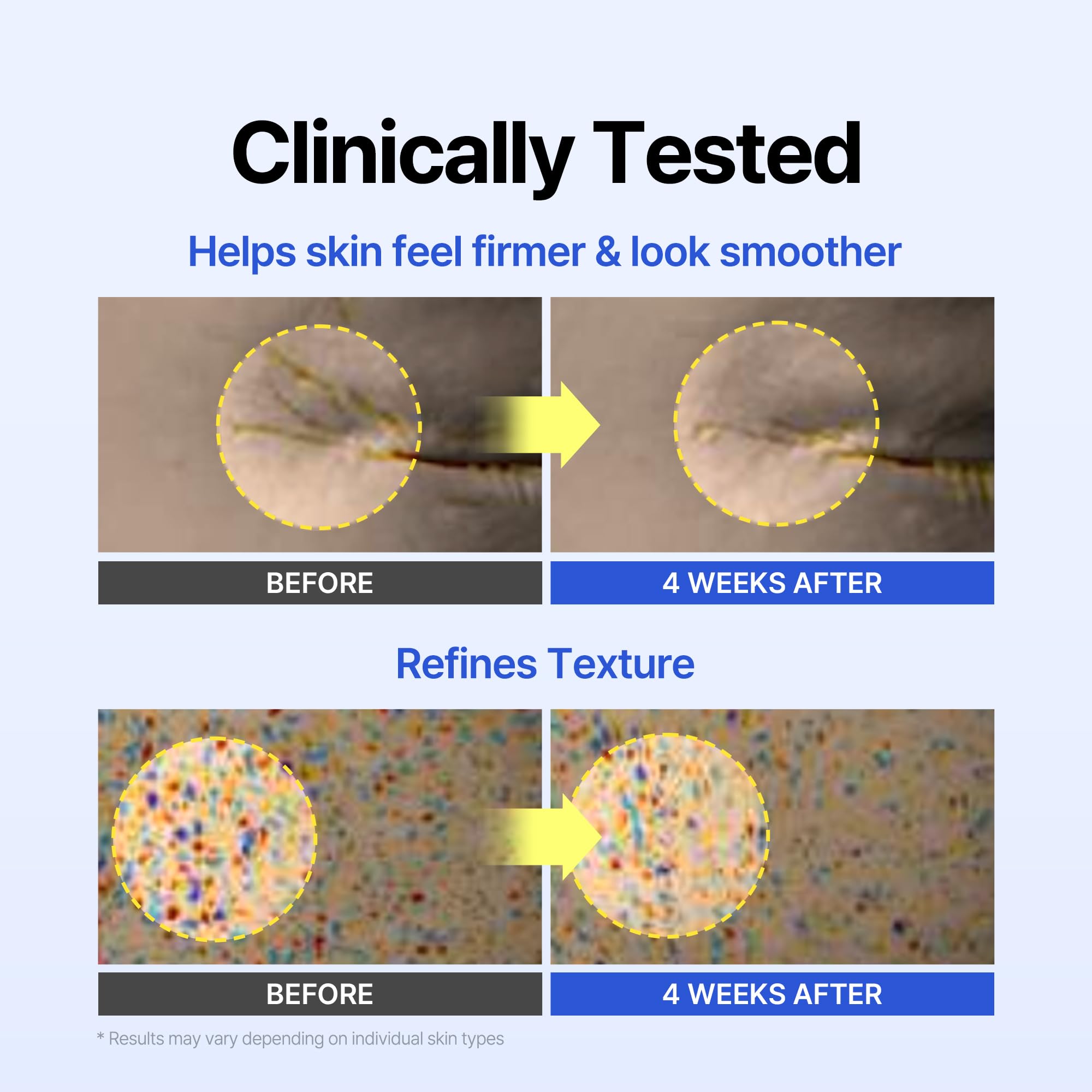 DERMA FACTORY cream swatched on skin showing smoothing hydration benefit