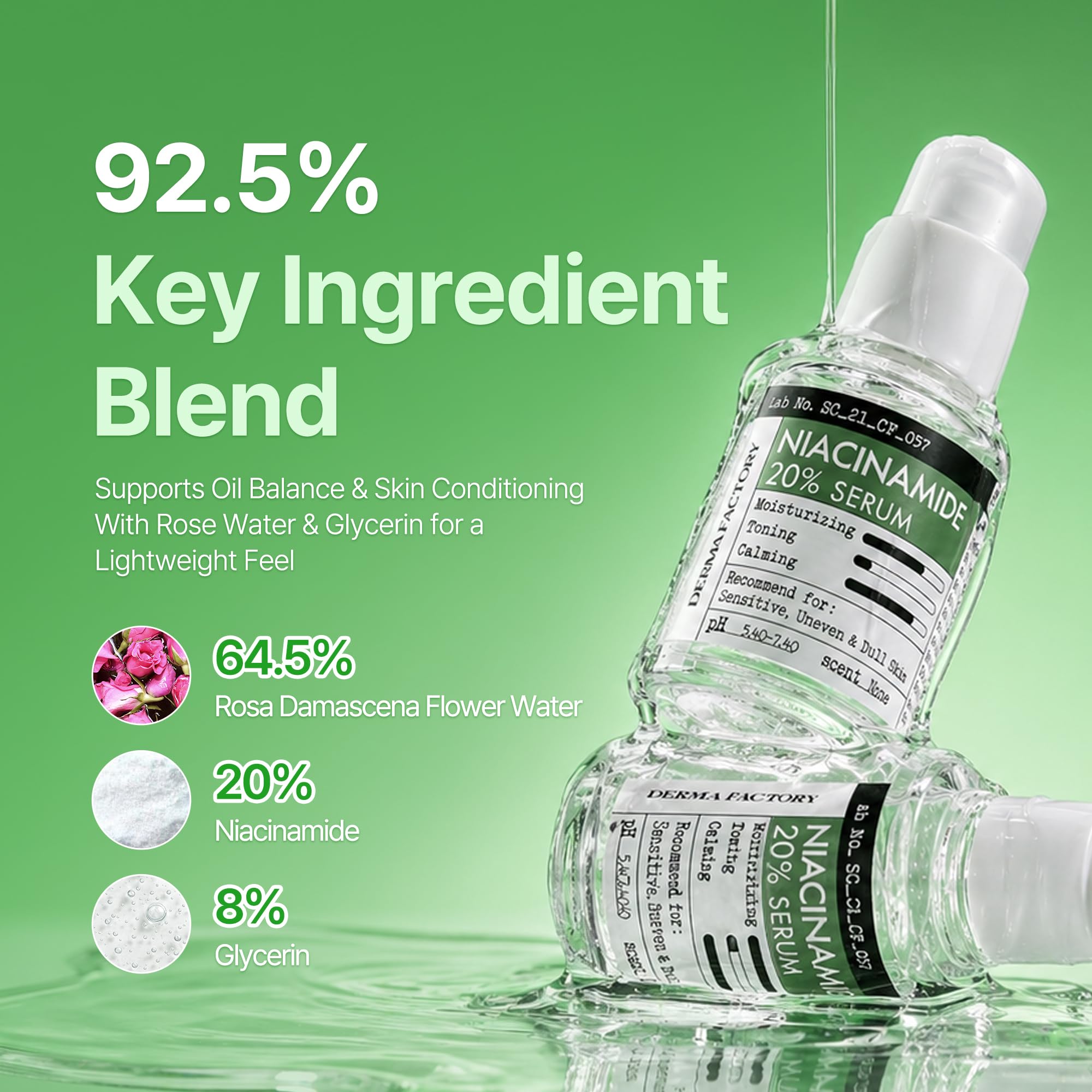 DERMA FACTORY Rosa Damascena flower water ingredient photo highlighting gentle hydration benefit