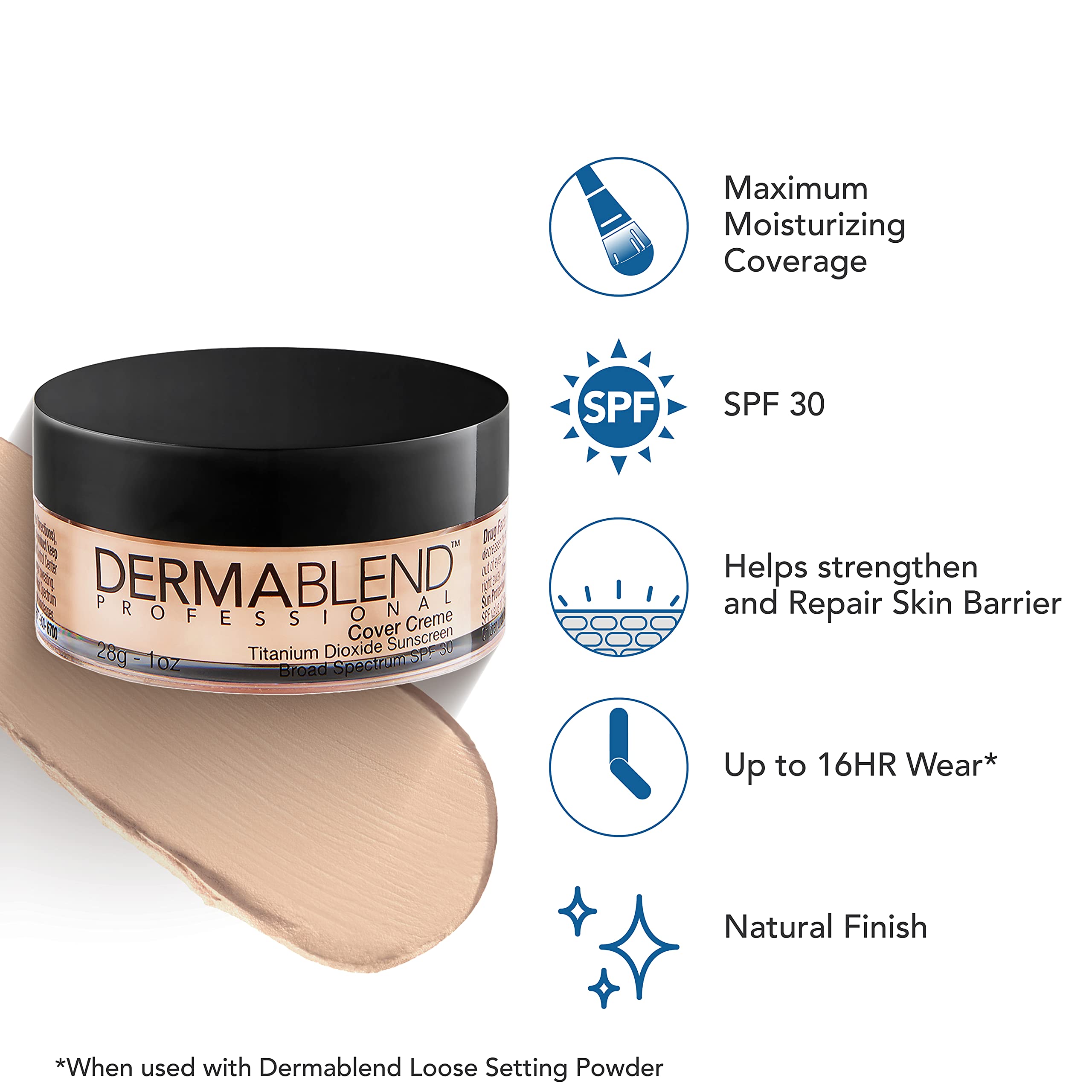 Dermablend application on fingertip demonstrating easy blending and natural finish