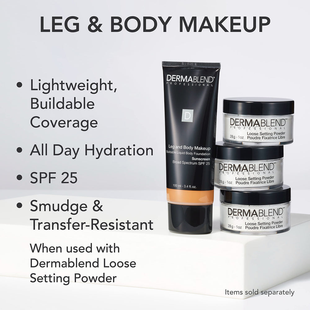 Dermablend applied on leg before and after showing natural concealment benefit