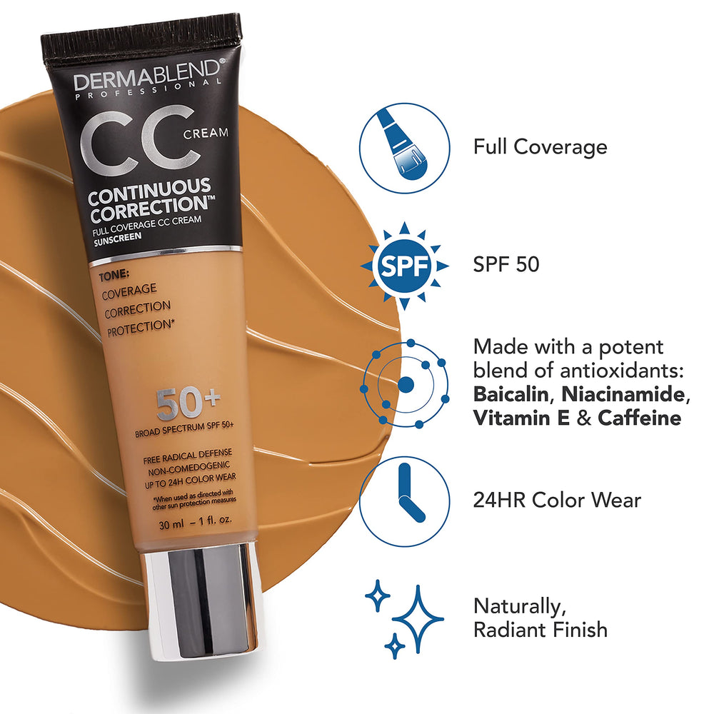 Dermablend CC cream applied to hand demonstrating full coverage and blendability