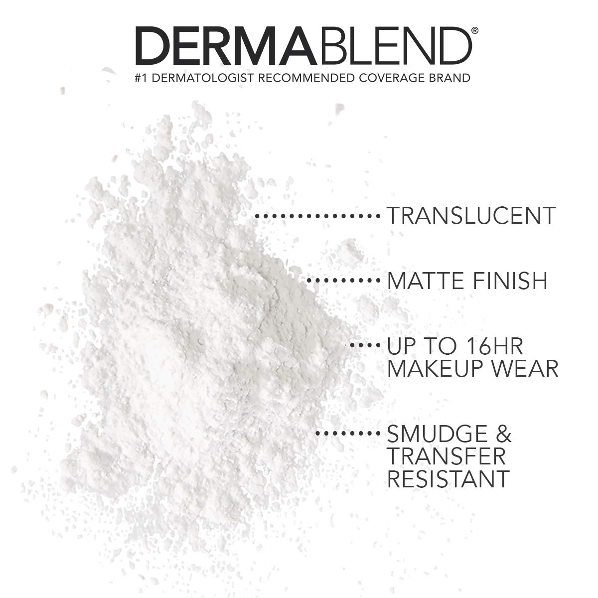 Dermablend loose powder texture close-up illustrating fine micronized finish