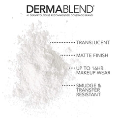 Dermablend loose powder texture close-up illustrating fine micronized finish