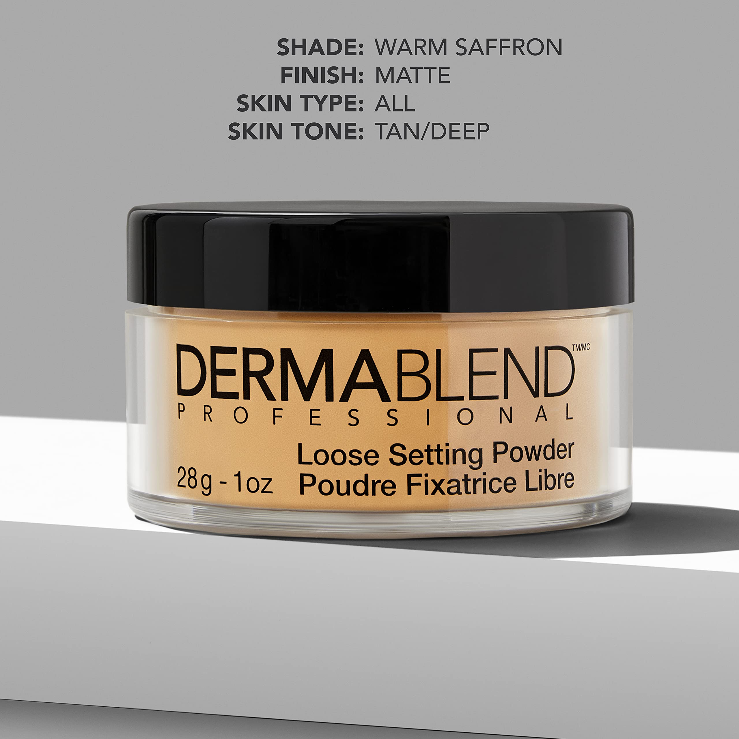 Dermablend powder applied with brush demonstrating lightweight setting for longwear makeup