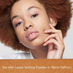 Dermablend powder texture closeup revealing micronized particles for a smooth, matte finish
