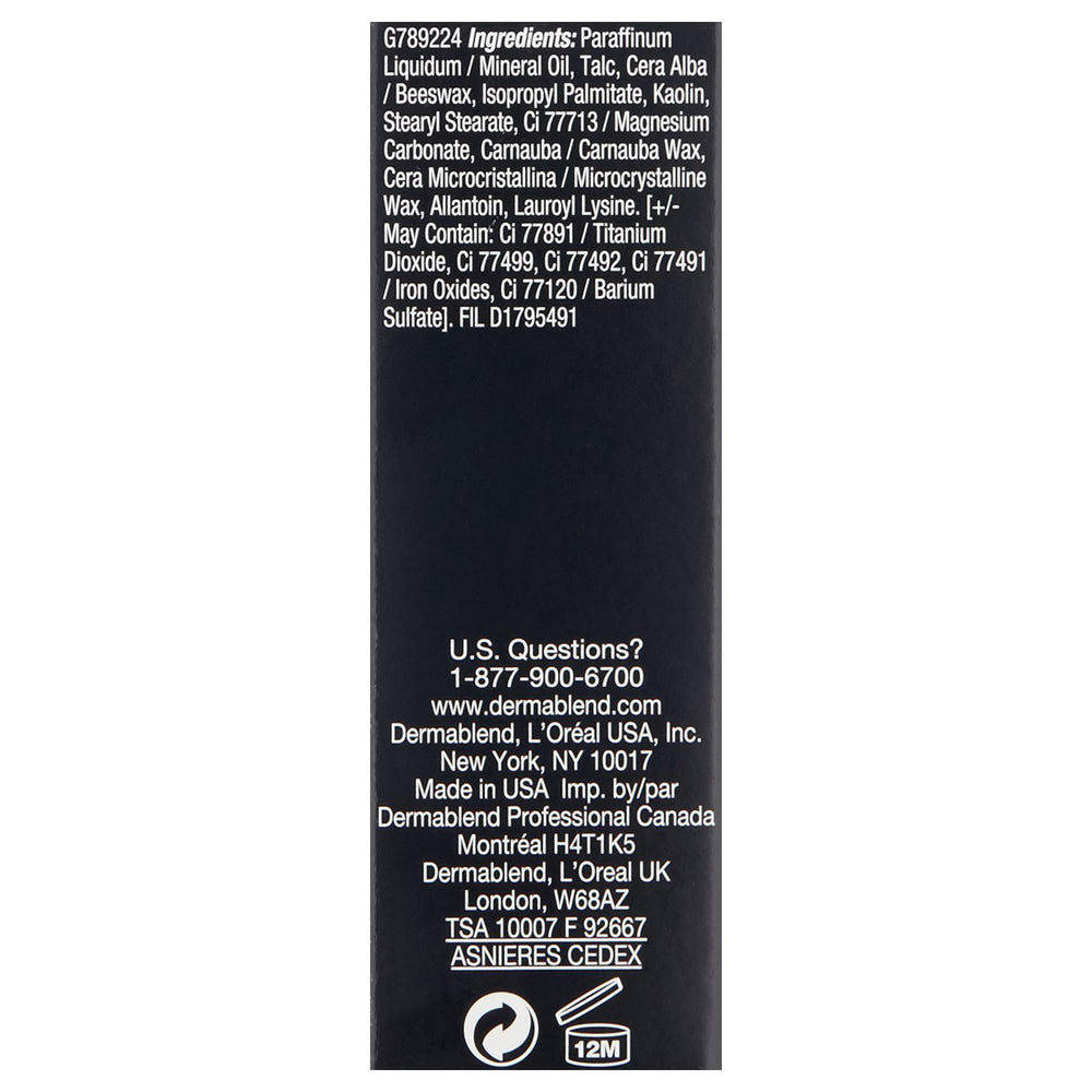Dermablend product label close-up highlighting fragrance-free, sensitive tested benefits