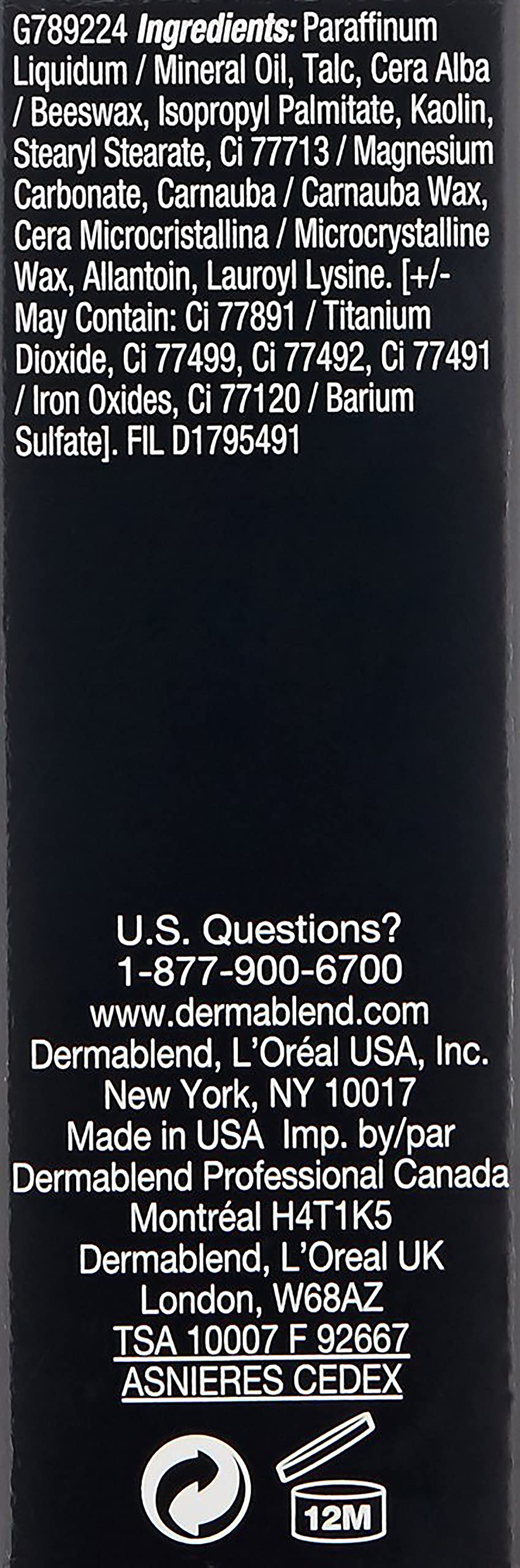 Dermablend product label and shade tip showing shade selection benefit