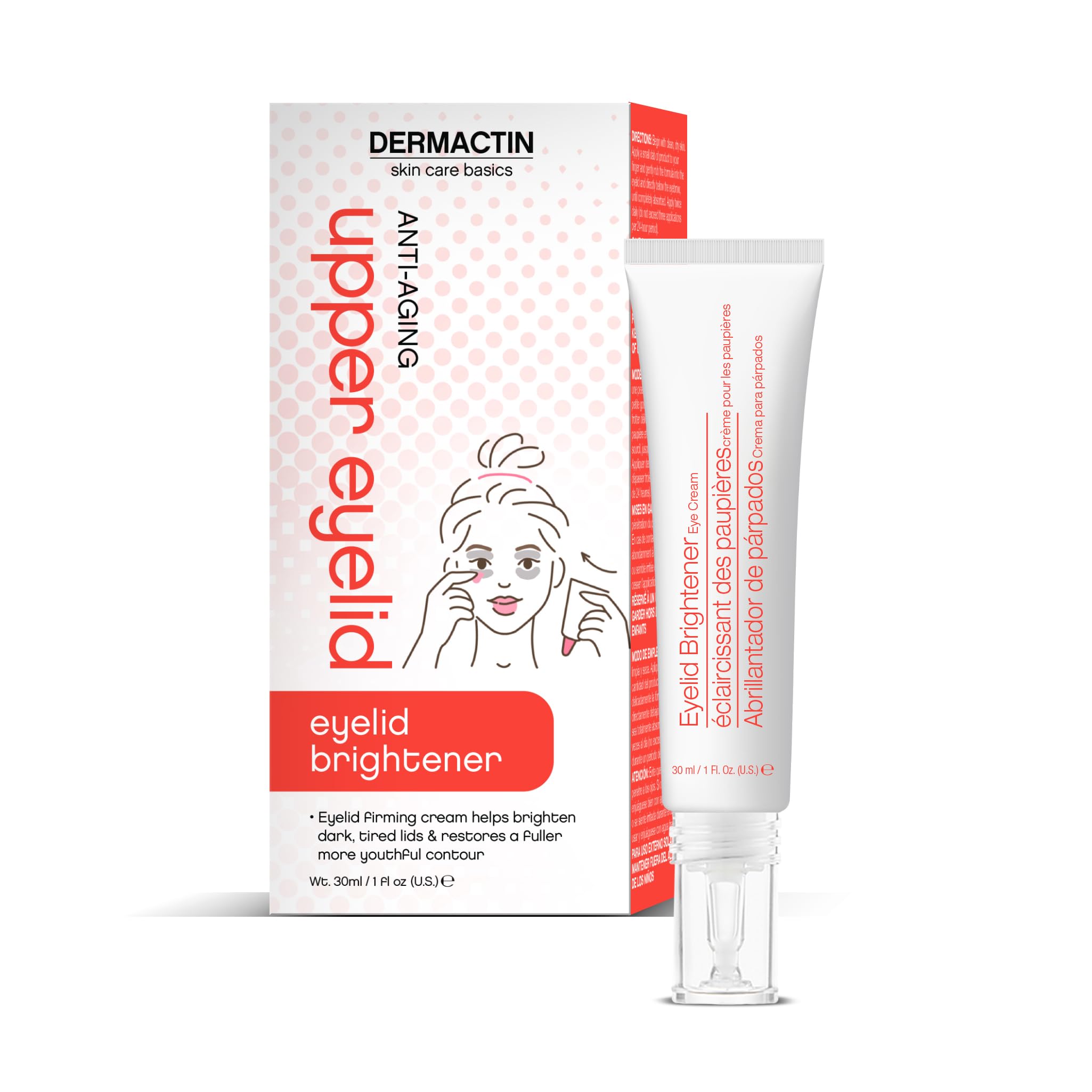 Dermactin jar front view showing sleek packaging and lifting benefit