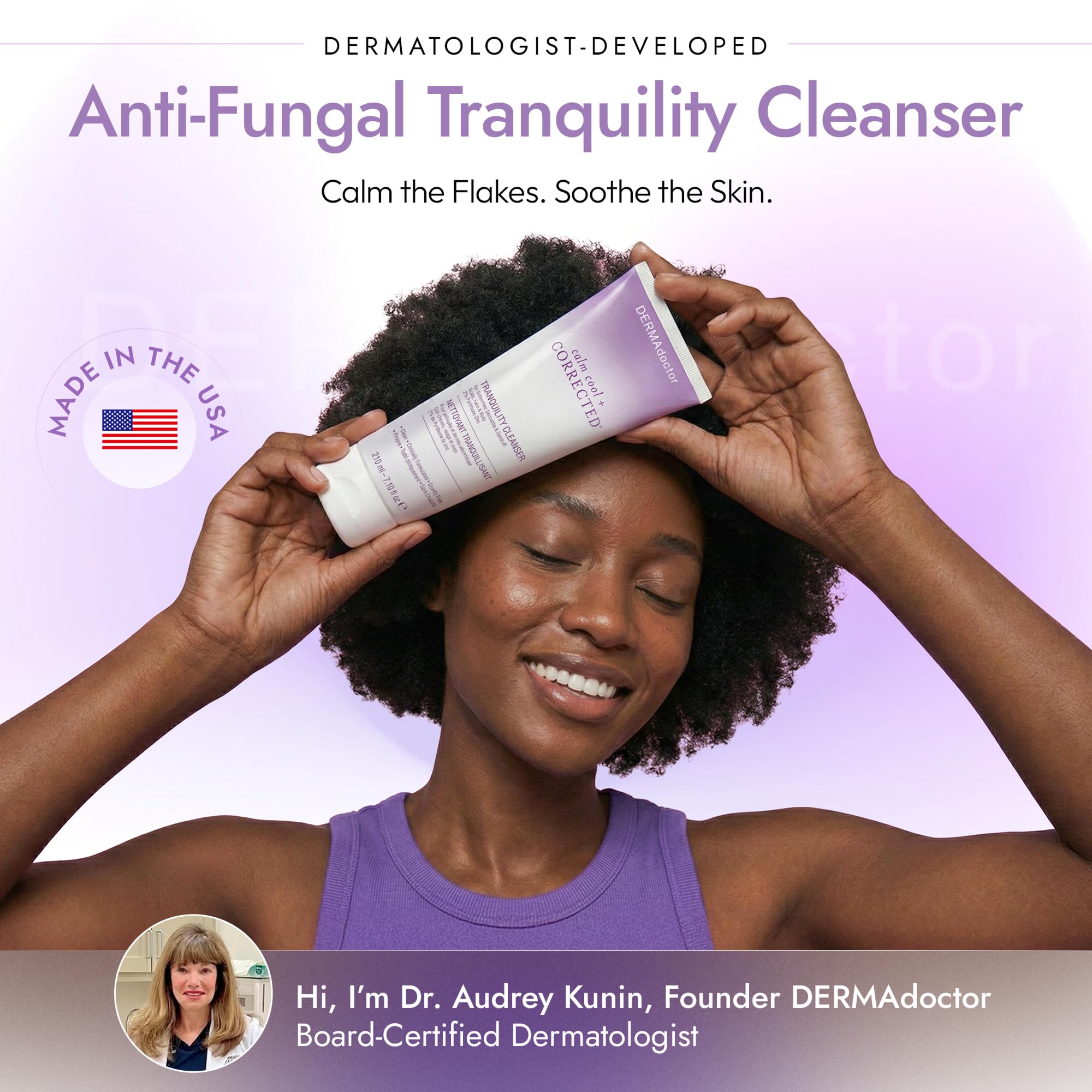 DERMAdoctor used on face showing gentle cleansing for sensitive areas
